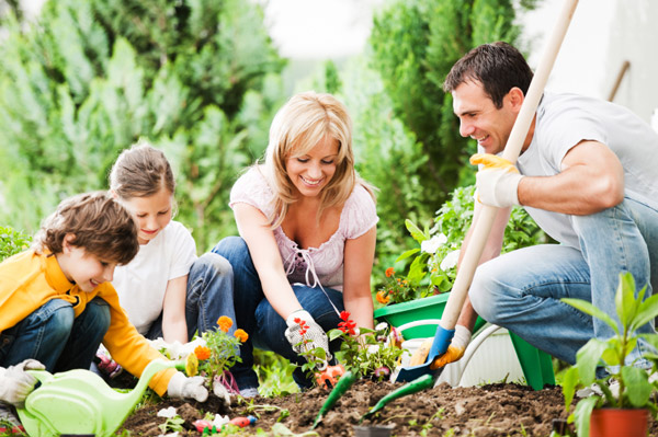 Spring family gardening